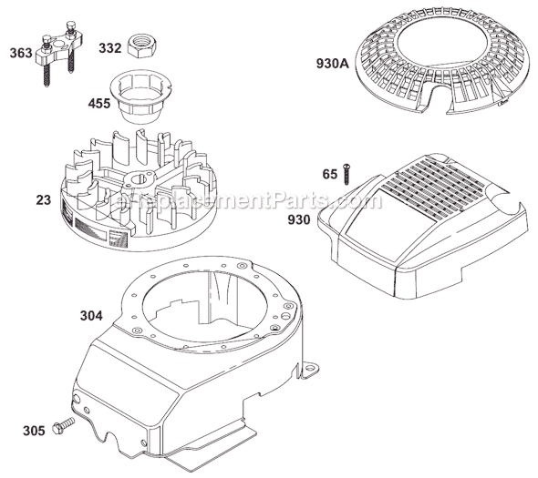 Page H Diagram and Parts List for 12B800SERIES  Briggs and Stratton Engine